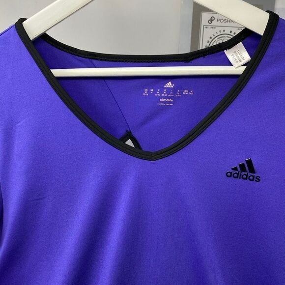 Adidas Climalite Purple/Black V-Neck Top - Picture 2 of 15